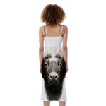 Bull Portrait Print Slim Fit Midi Cami Dress