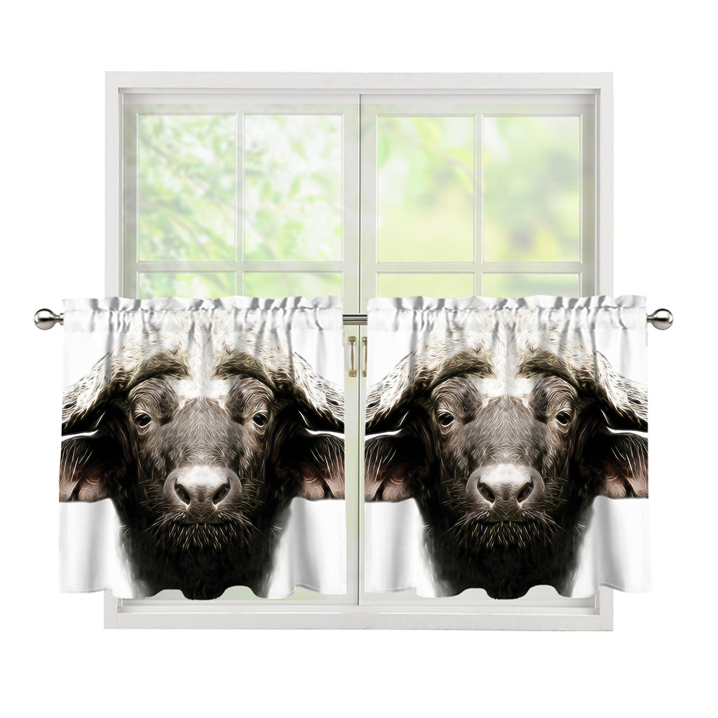 Bull Portrait Print Tier Curtains
