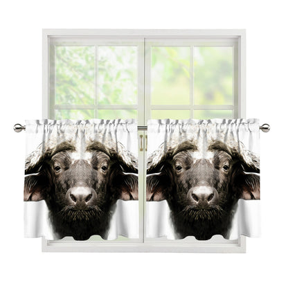 Bull Portrait Print Tier Curtains
