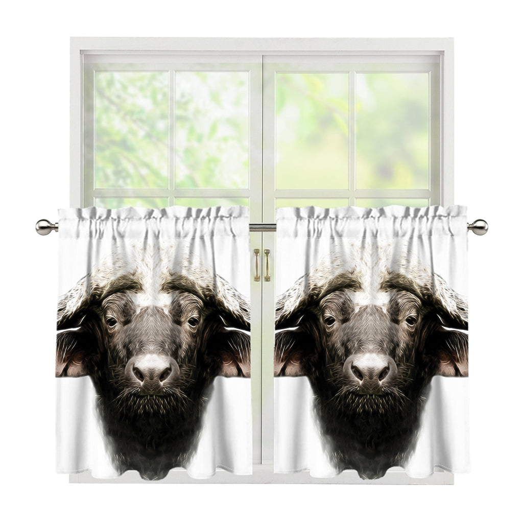 Bull Portrait Print Tier Curtains