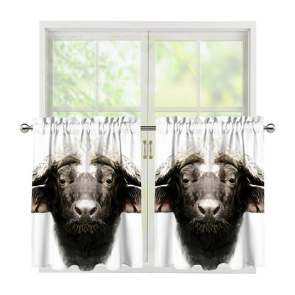 Bull Portrait Print Tier Curtains