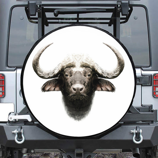 Bull Portrait Print Tire Cover