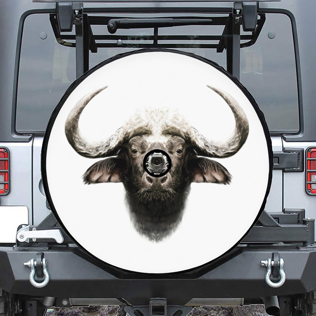 Bull Portrait Print Tire Cover With Camera Hole