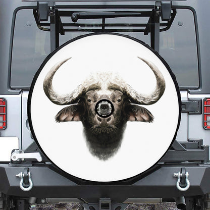 Bull Portrait Print Tire Cover With Camera Hole