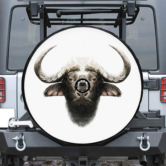 Bull Portrait Print Tire Cover With Camera Hole