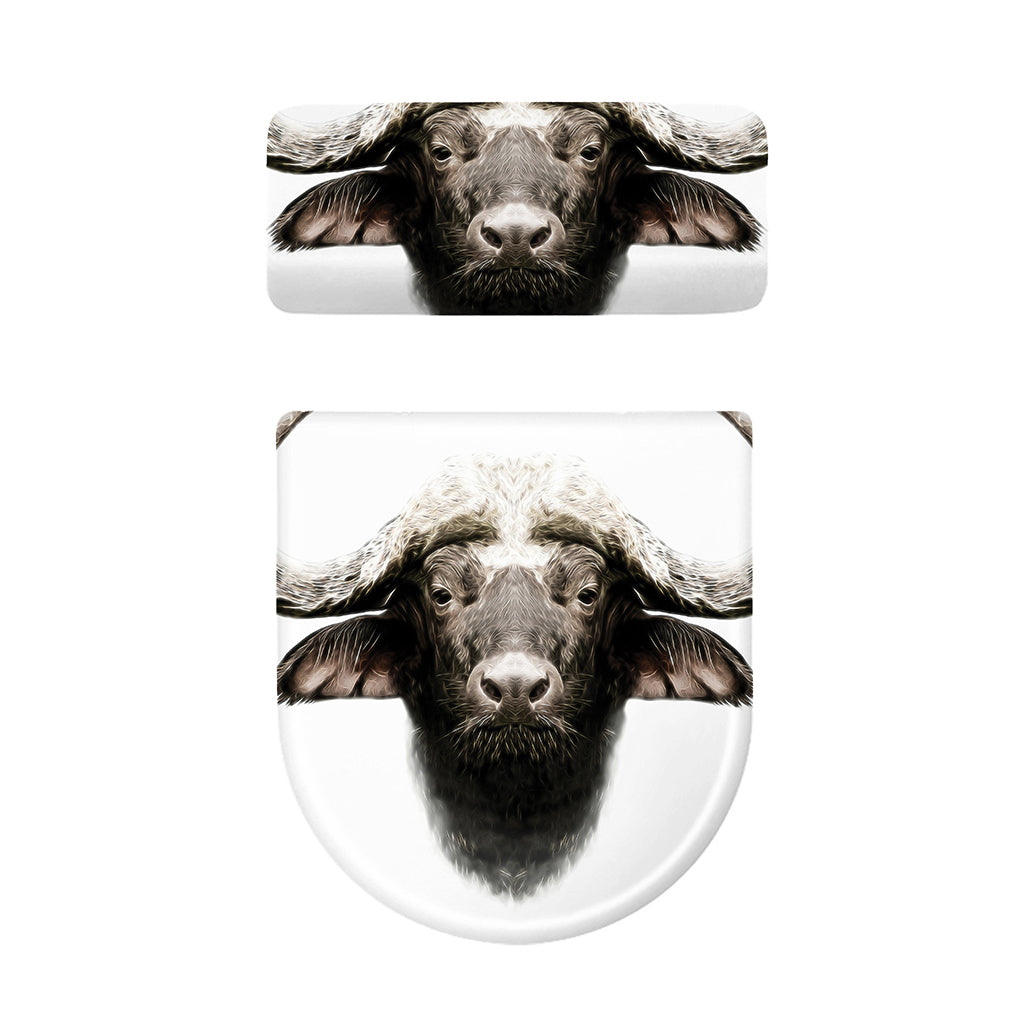 Bull Portrait Print Toilet Lid And Tank Cover Set