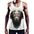Bull Portrait Print Men's Workout Tank Top