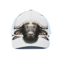 Bull Portrait Print White Mesh Trucker Hat