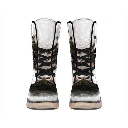 Bull Portrait Print Winter Boots