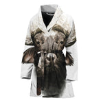 Bull Portrait Print Women's Bathrobe