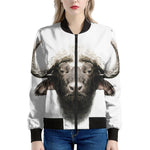 Bull Portrait Print Women's Bomber Jacket