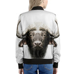 Bull Portrait Print Women's Bomber Jacket