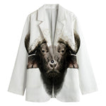 Bull Portrait Print Women's Cotton Blazer