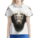 Bull Portrait Print Women's Polo Shirt