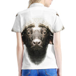 Bull Portrait Print Women's Polo Shirt