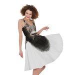 Bull Portrait Print Women's Sleeveless Dress