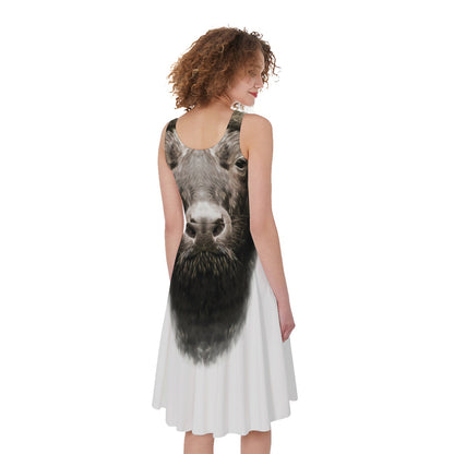 Bull Portrait Print Women's Sleeveless Dress