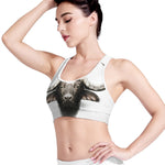 Bull Portrait Print Women's Sports Bra