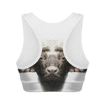 Bull Portrait Print Women's Sports Bra