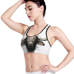 Bull Portrait Print Women's Sports Bra