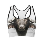 Bull Portrait Print Women's Sports Bra