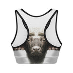 Bull Portrait Print Women's Sports Bra