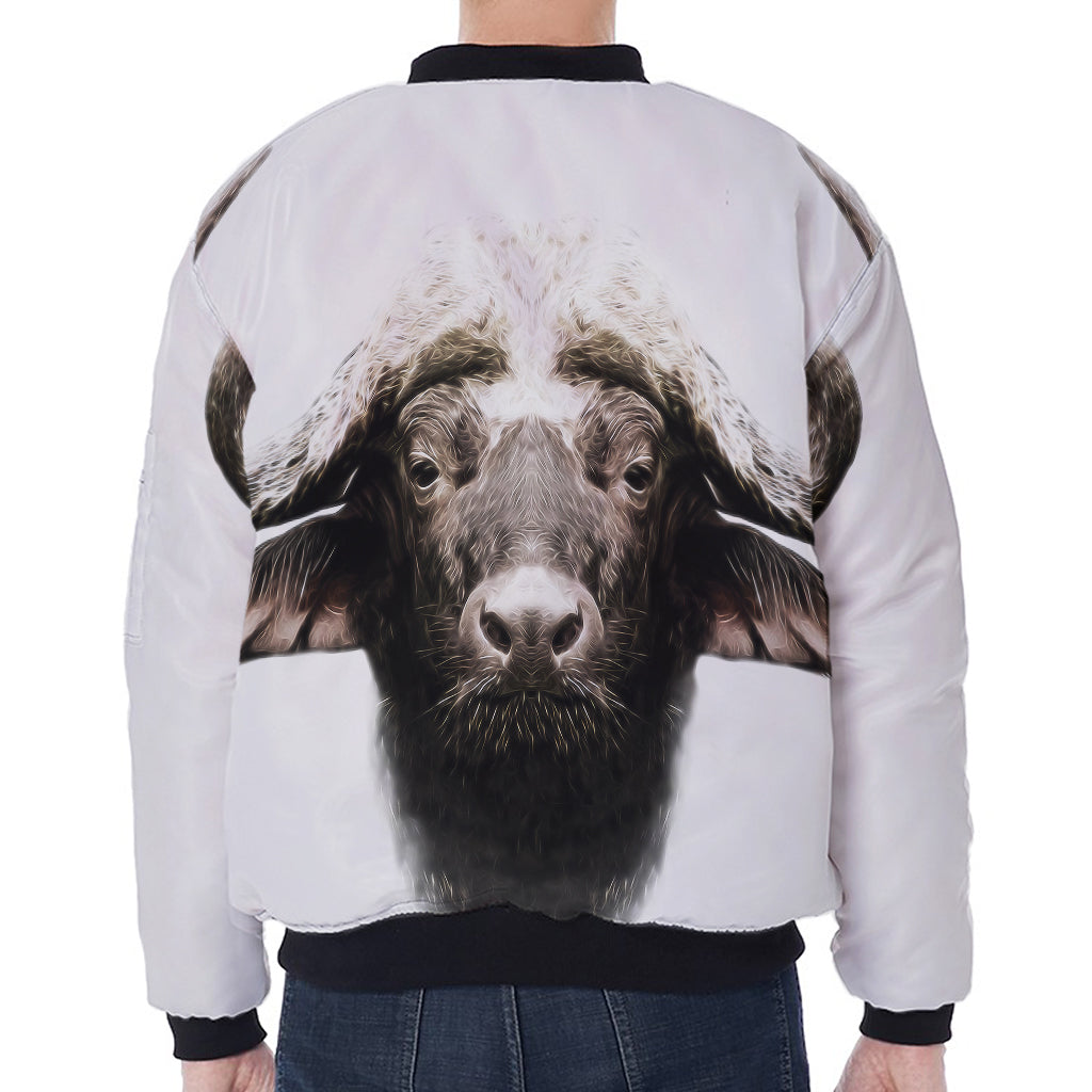 Bull Portrait Print Zip Sleeve Bomber Jacket