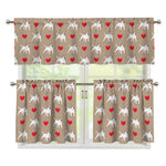 Bull Terrier Heart Pattern Print 3 Piece Kitchen Curtains