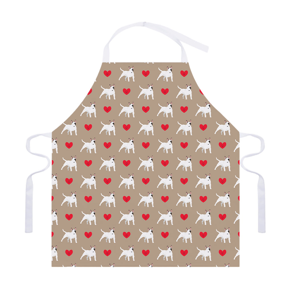 Bull Terrier Heart Pattern Print Adjustable Apron