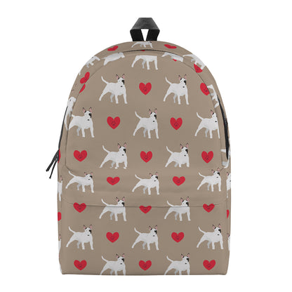 Bull Terrier Heart Pattern Print Backpack