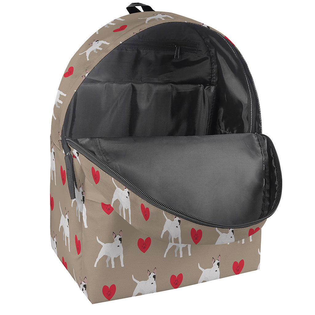 Bull Terrier Heart Pattern Print Backpack