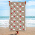 Bull Terrier Heart Pattern Print Beach Towel