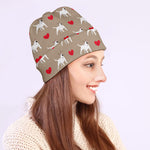 Bull Terrier Heart Pattern Print Beanie