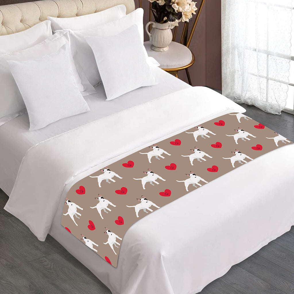 Bull Terrier Heart Pattern Print Bed Runner