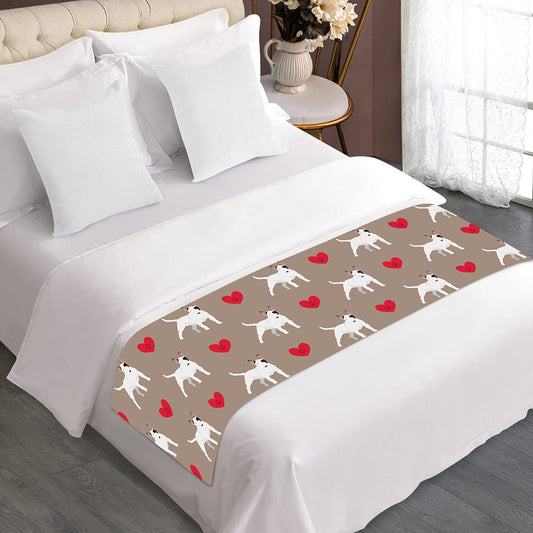 Bull Terrier Heart Pattern Print Bed Runner