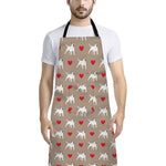 Bull Terrier Heart Pattern Print Bib Apron With Pocket