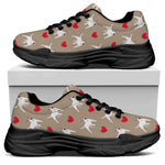 Bull Terrier Heart Pattern Print Black Chunky Shoes