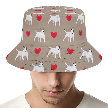 Bull Terrier Heart Pattern Print Bucket Hat