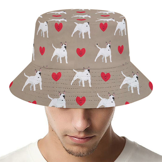 Bull Terrier Heart Pattern Print Bucket Hat
