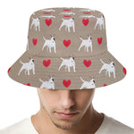 Bull Terrier Heart Pattern Print Bucket Hat