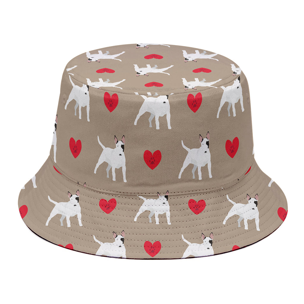Bull Terrier Heart Pattern Print Bucket Hat