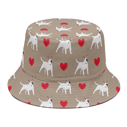 Bull Terrier Heart Pattern Print Bucket Hat