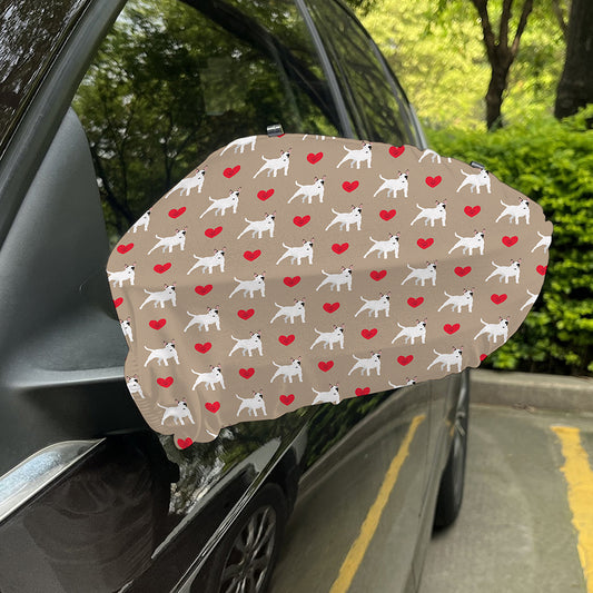 Bull Terrier Heart Pattern Print Car Side Mirror Covers