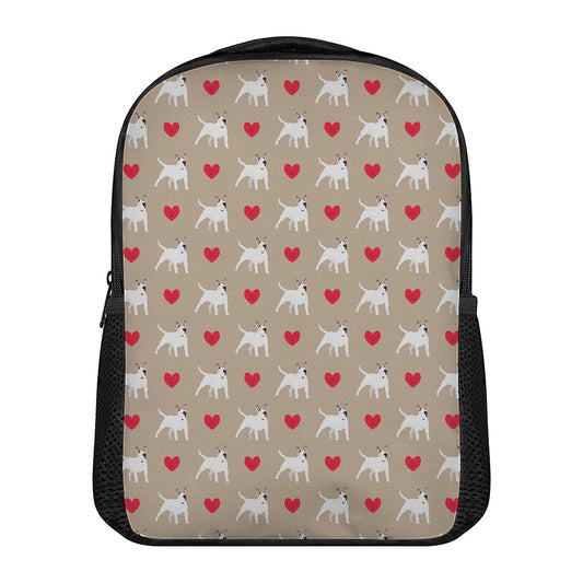 Bull Terrier Heart Pattern Print Casual Backpack