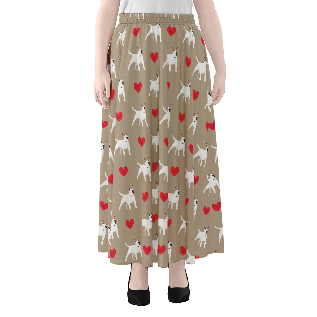 Bull Terrier Heart Pattern Print Chiffon Maxi Skirt