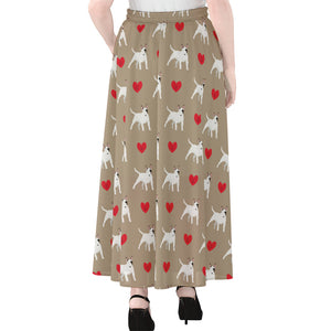 Bull Terrier Heart Pattern Print Chiffon Maxi Skirt