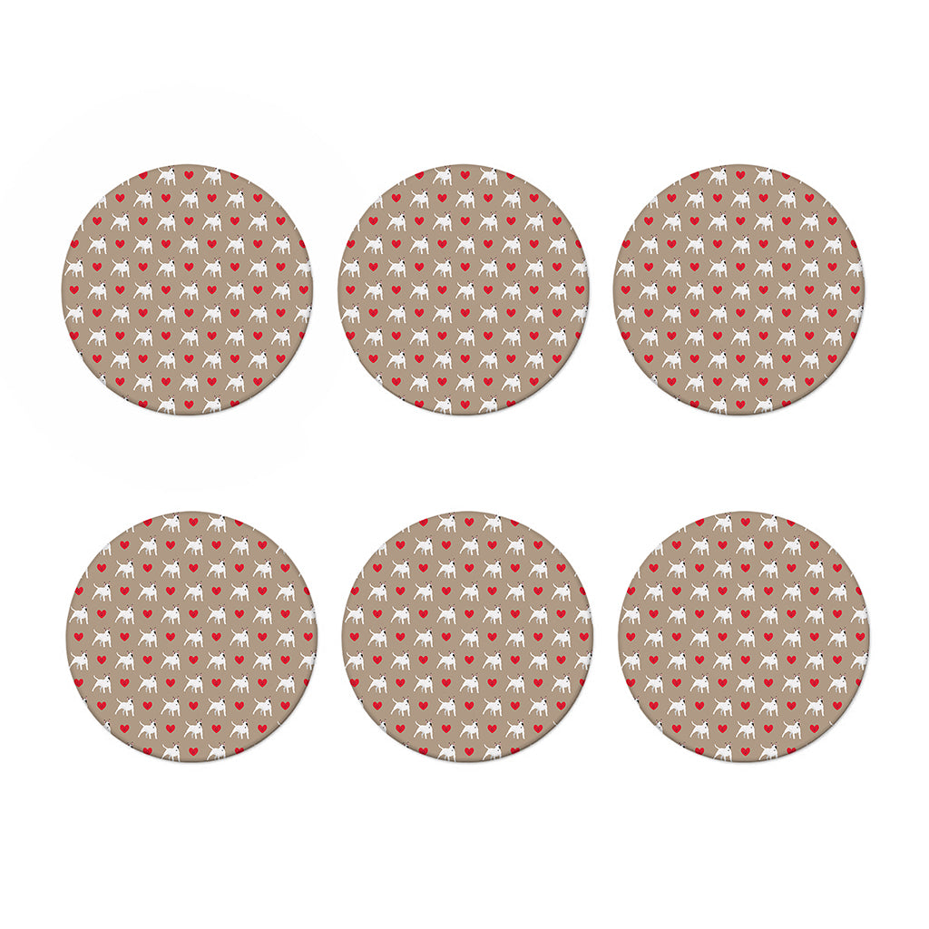Bull Terrier Heart Pattern Print Coaster Set