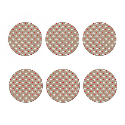Bull Terrier Heart Pattern Print Coaster Set