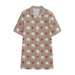 Bull Terrier Heart Pattern Print Cotton Hawaiian Shirt