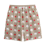 Bull Terrier Heart Pattern Print Cotton Shorts